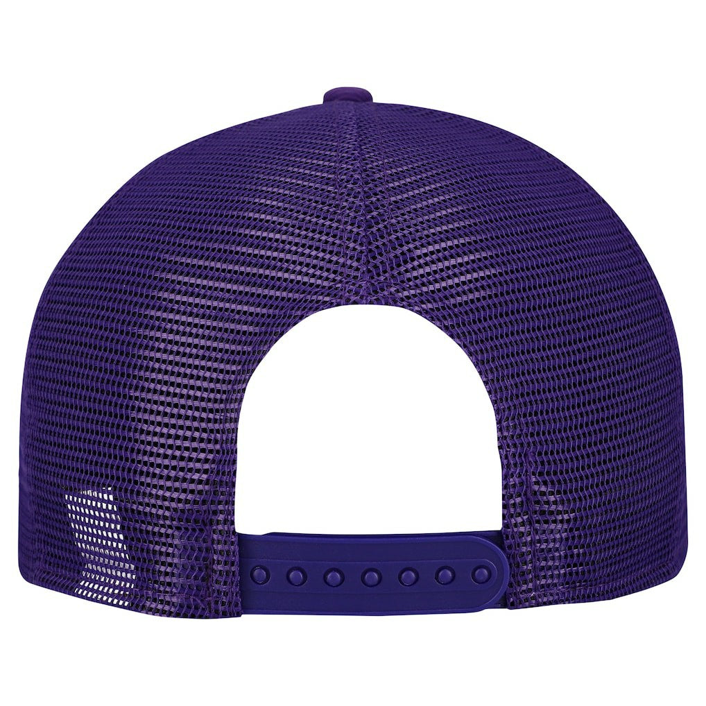 Minnesota Vikings New Era Cork Split Panel 9FIFTY Trucker Snapback Hat Gray/Purple