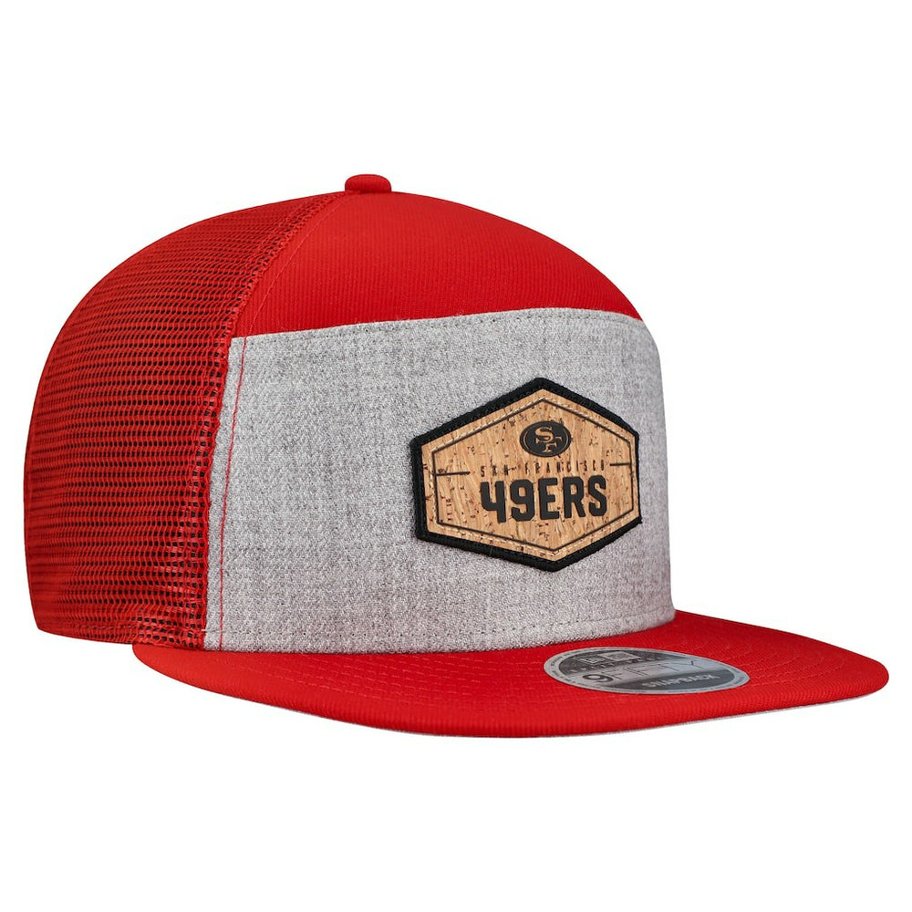 San Francisco 49ers New Era Cork Split Panel 9FIFTY Trucker Snapback Hat Gray/Scarlet