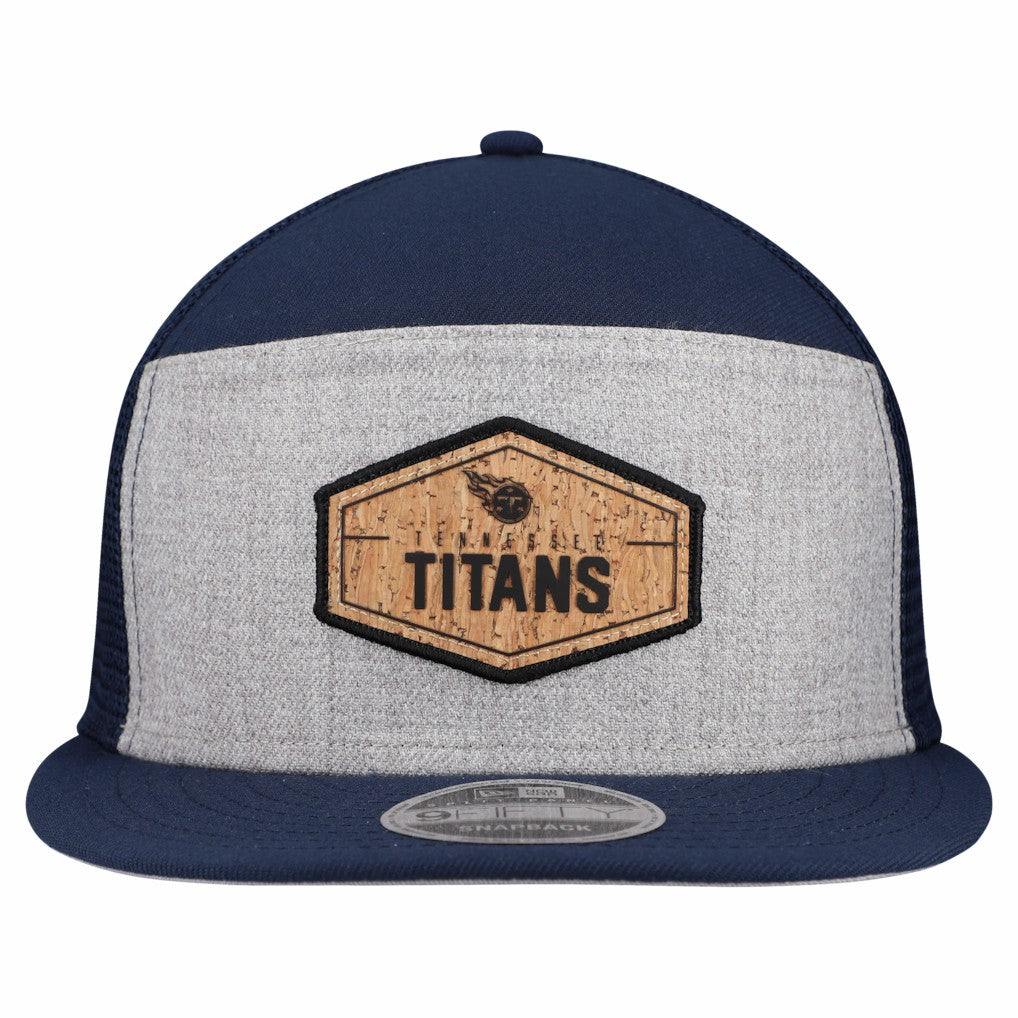 Tennessee Titans New Era Cork Split Panel 9FIFTY Trucker Snapback Hat Gray/Navy