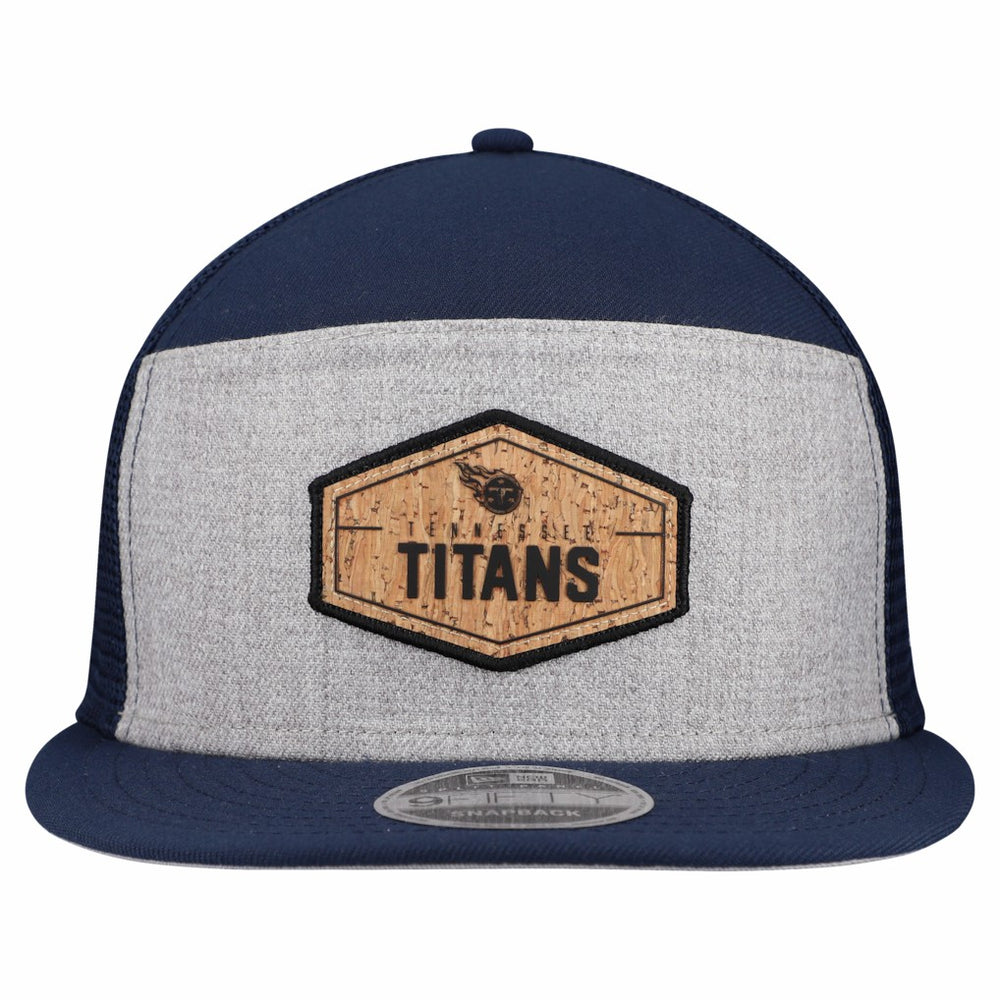 Tennessee Titans New Era Cork Split Panel 9FIFTY Trucker Snapback Hat Gray/Navy