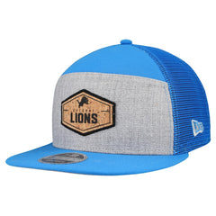 Detroit Lions New Era Cork Split Panel 9FIFTY Trucker Snapback Hat Gray/Blue