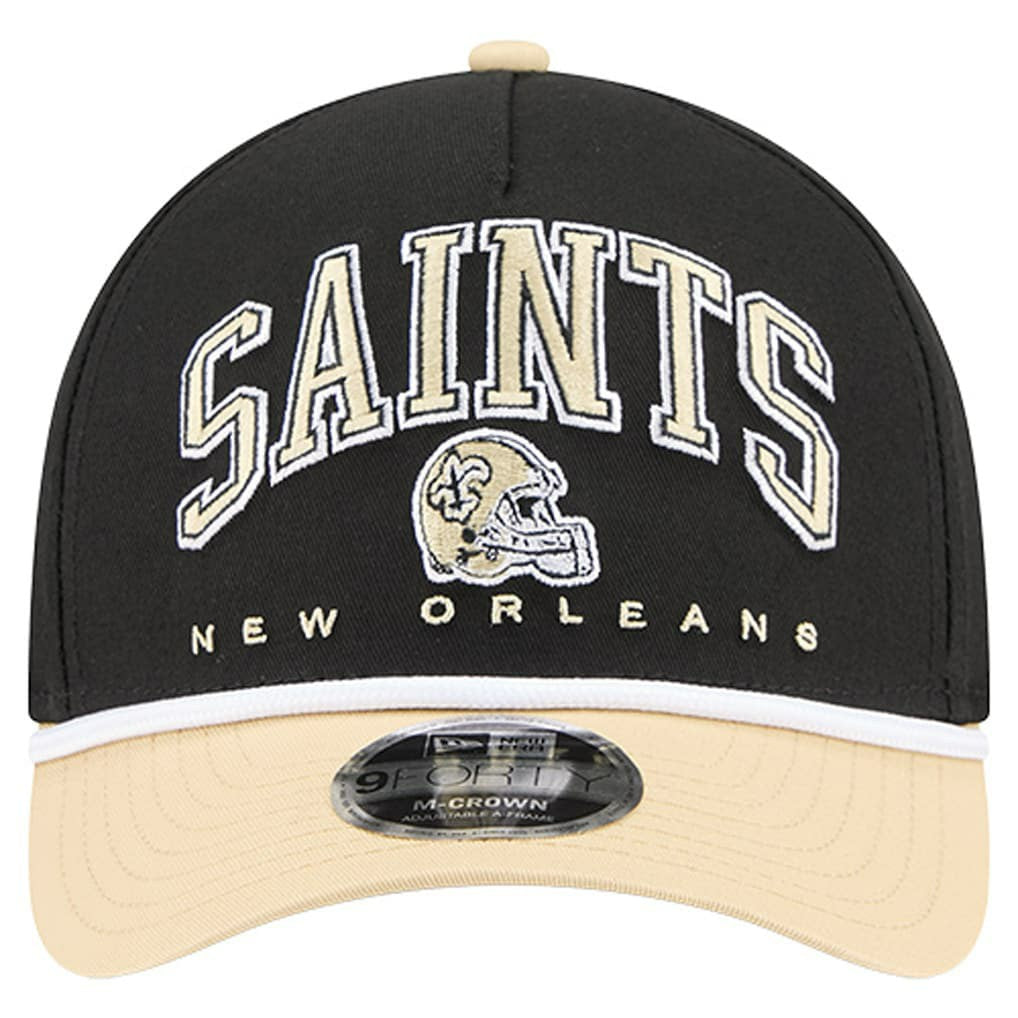 New Orleans Saints New Era Arch COOLERA 9FORTY A-Frame M-Crown Adjustable Hat Black
