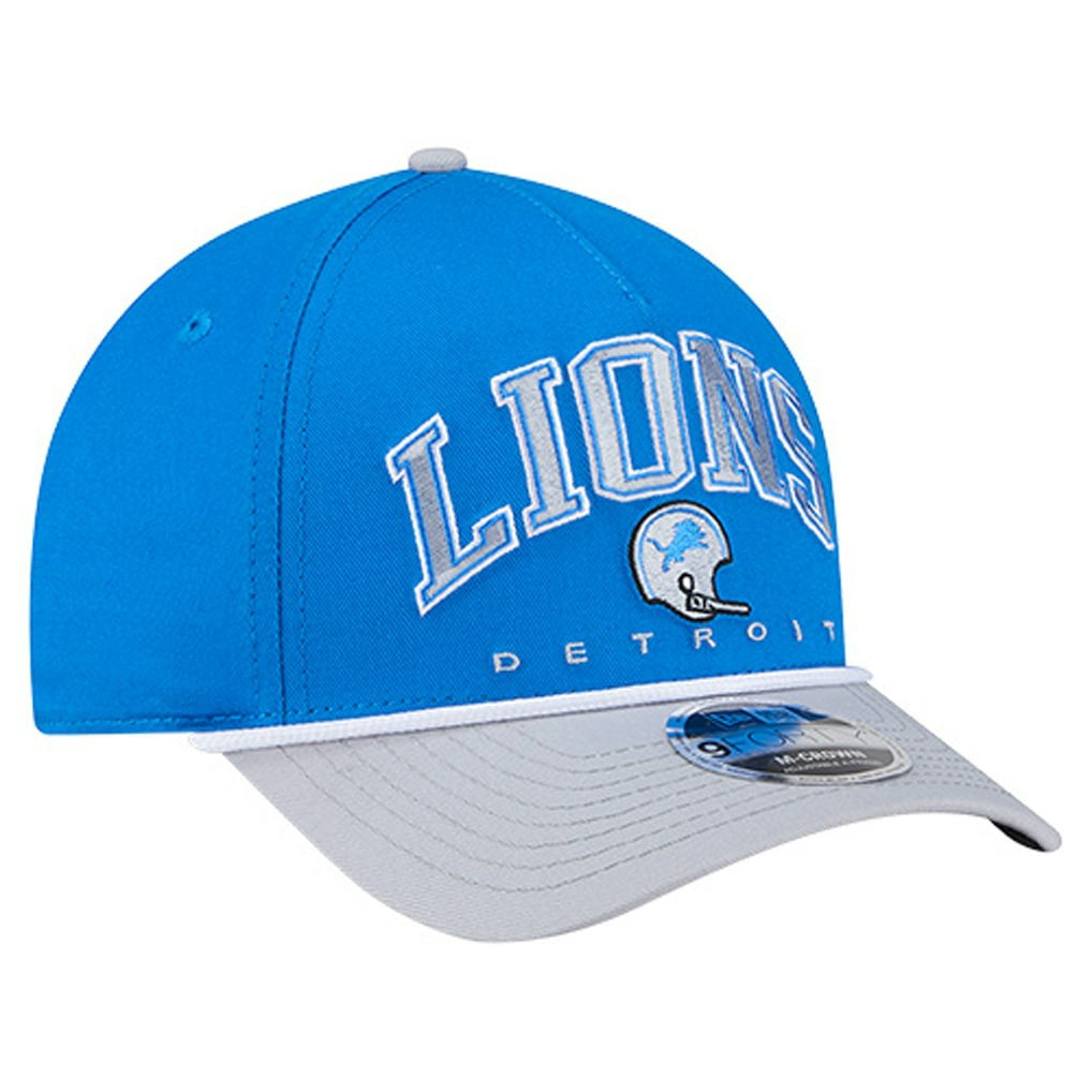 Detroit Lions New Era Throwback Arch COOLERA 9FORTY A-Frame M-Crown Adjustable Hat Blue