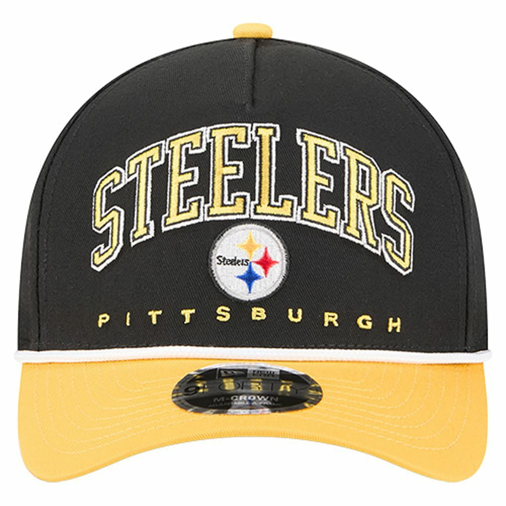 Pittsburgh Steelers New Era Arch COOLERA 9FORTY A-Frame M-Crown Adjustable Hat Black