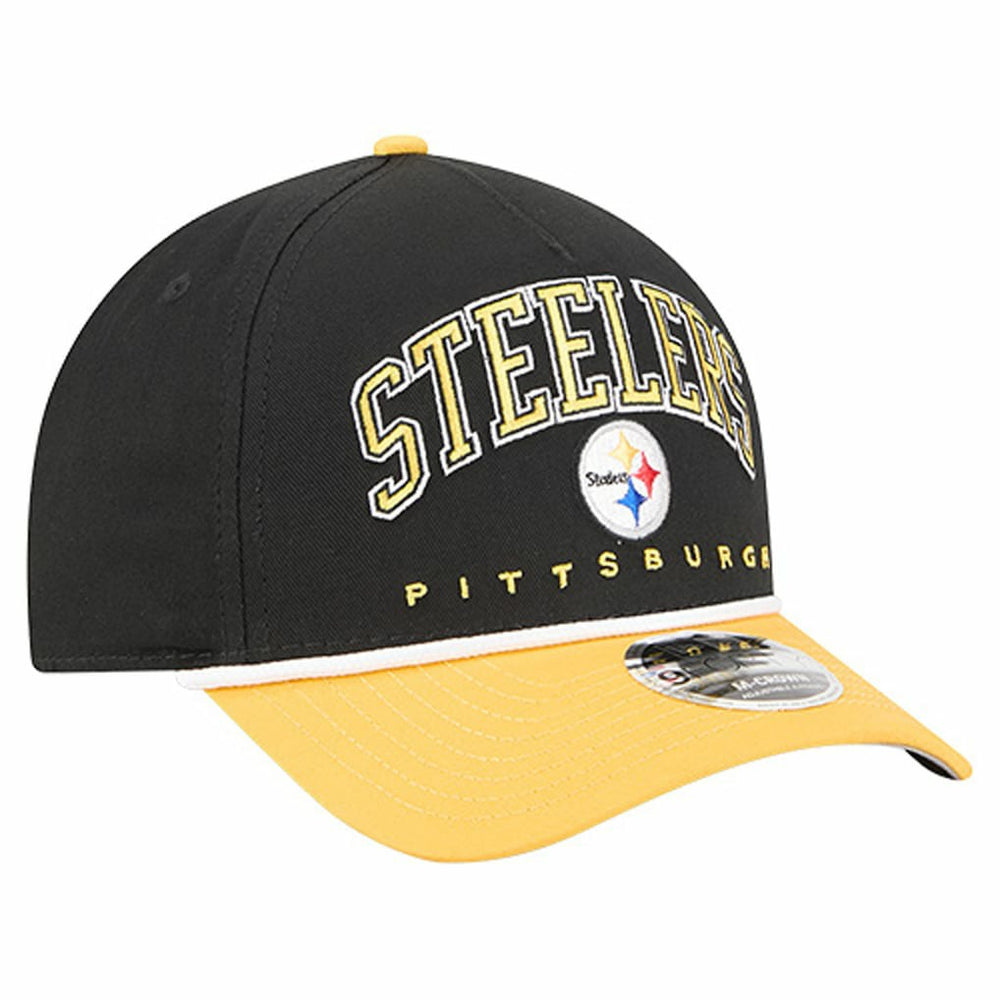 Pittsburgh Steelers New Era Arch COOLERA 9FORTY A-Frame M-Crown Adjustable Hat Black