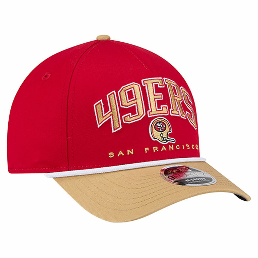 San Francisco 49ers New Era Throwback Arch COOLERA 9FORTY A-Frame M-Crown Adjustable Hat Scarlet