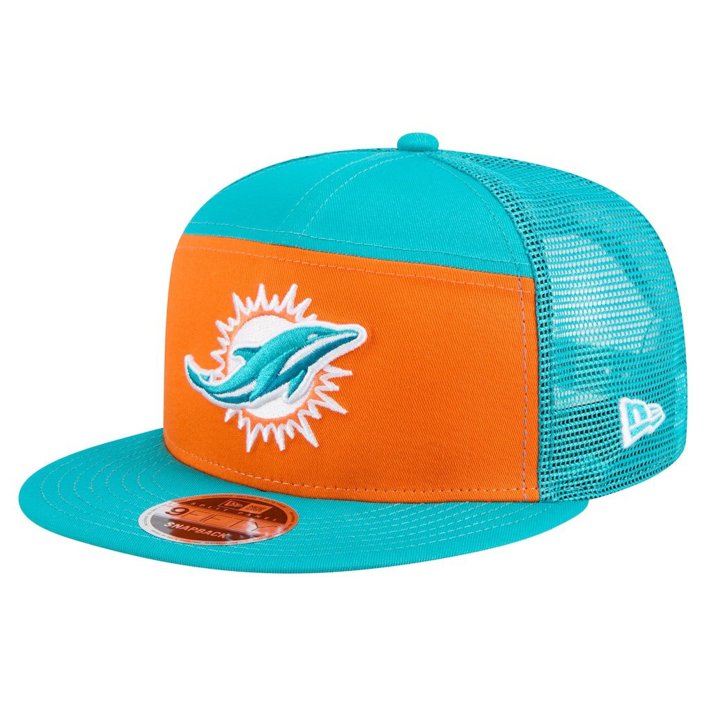 Miami Dolphins New Era Outdoor Split Panel 9FIFTY Snapback Hat Orange/Aqua