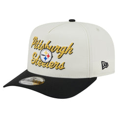Pittsburgh Steelers New Era Chainstitch A-Frame 9FIFTY Adjustable Hat Cream/Black