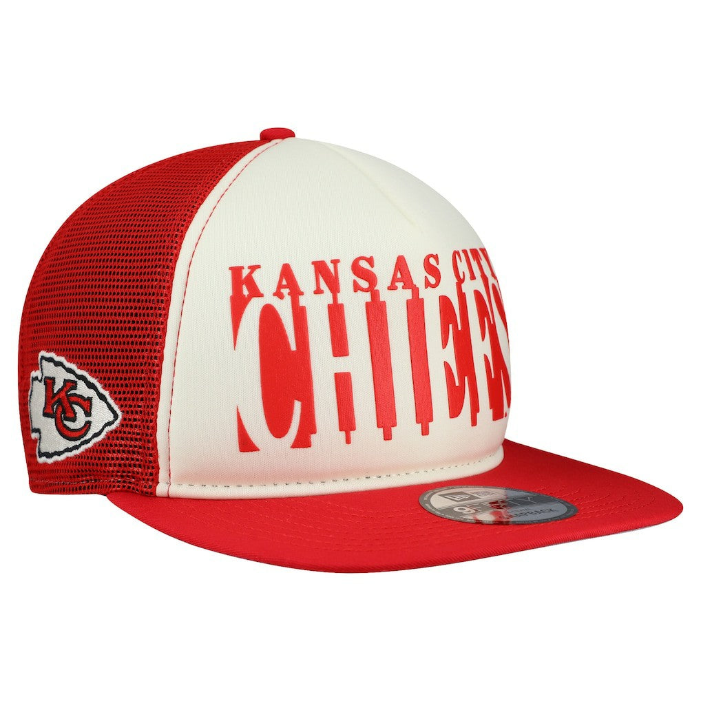 Kansas City Chiefs New Era Cutout A-Frame 9FIFTY Snapback Hat Cream/Red