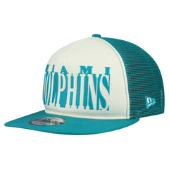 Miami Dolphins New Era Throwback Cutout A-Frame 9FIFTY Snapback Hat Cream/Aqua