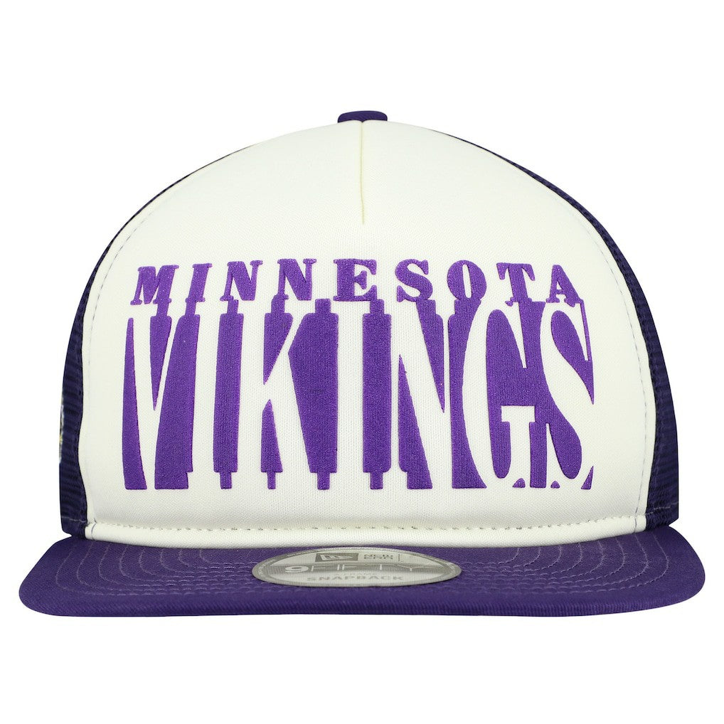 Minnesota Vikings New Era Cutout A-Frame 9FIFTY Snapback Hat Cream/Purple