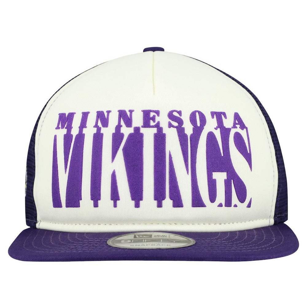 Minnesota Vikings New Era Cutout A-Frame 9FIFTY Snapback Hat Cream/Purple