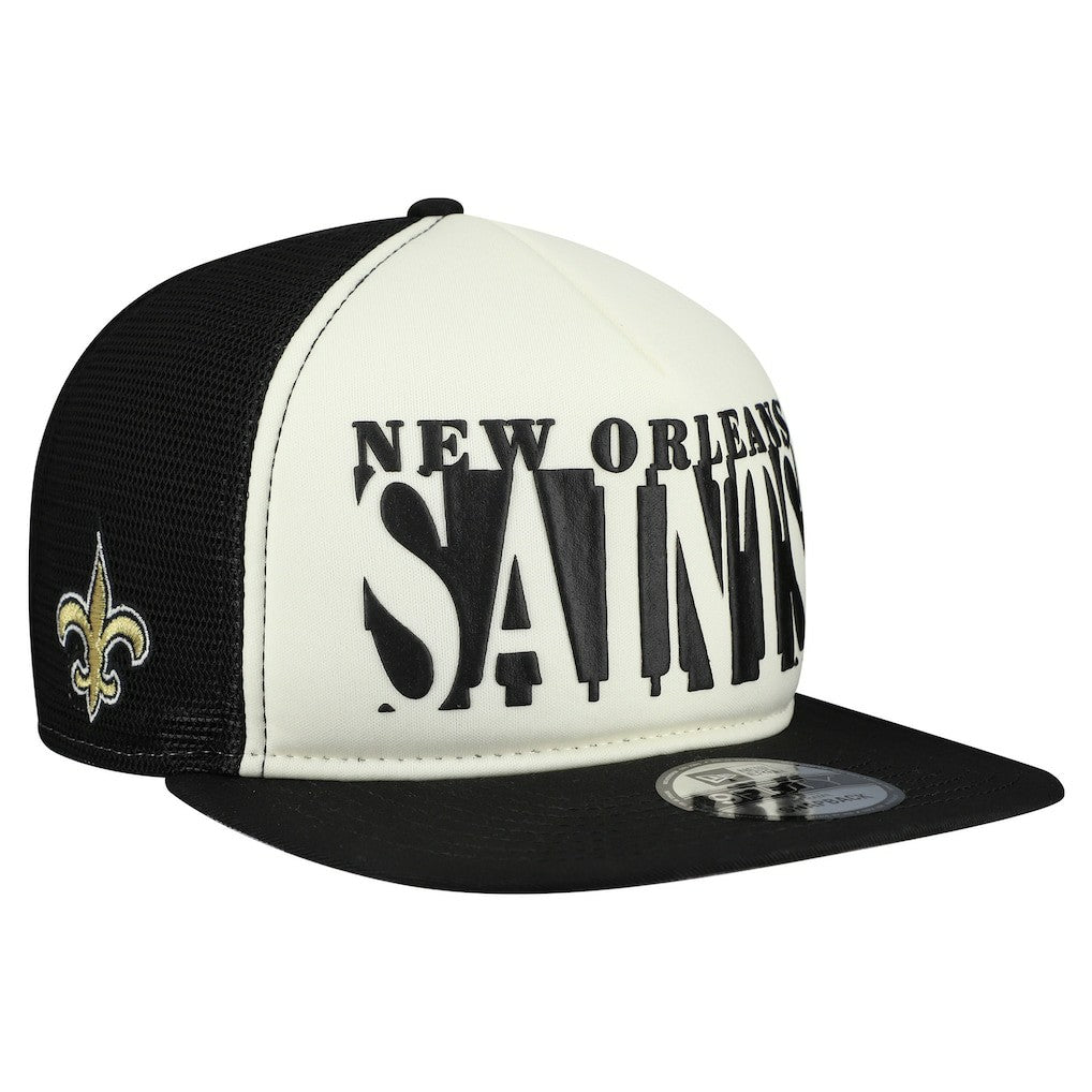 New Orleans Saints New Era Cutout A-Frame 9FIFTY Snapback Hat Cream/Black