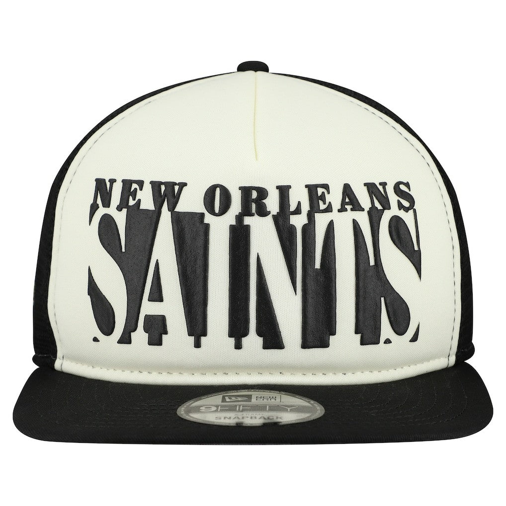 New Orleans Saints New Era Cutout A-Frame 9FIFTY Snapback Hat Cream/Black