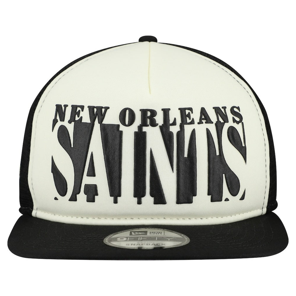 New Orleans Saints New Era Cutout A-Frame 9FIFTY Snapback Hat Cream/Black