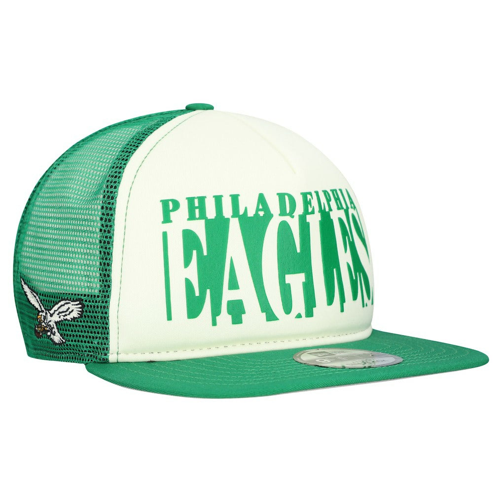 Philadelphia Eagles New Era Throwback Cutout A-Frame 9FIFTY Snapback Hat Cream/Kelly Green