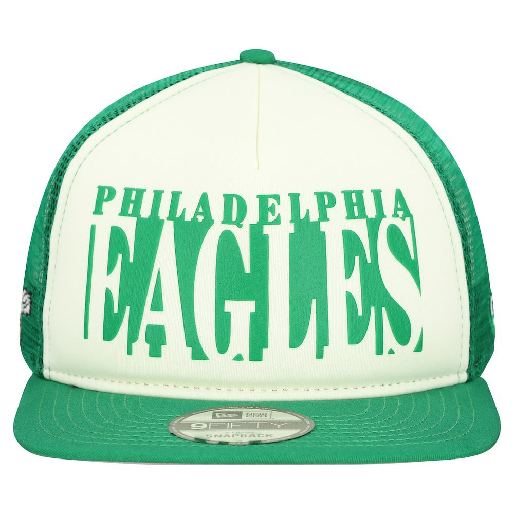Philadelphia Eagles New Era Throwback Cutout A-Frame 9FIFTY Snapback Hat Cream/Kelly Green