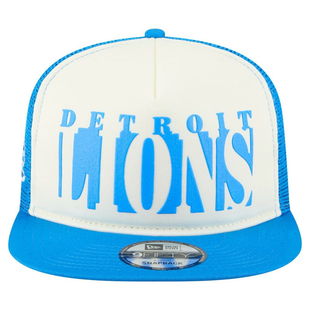 Detroit Lions New Era Cutout A-Frame 9FIFTY Snapback Hat Cream/Blue