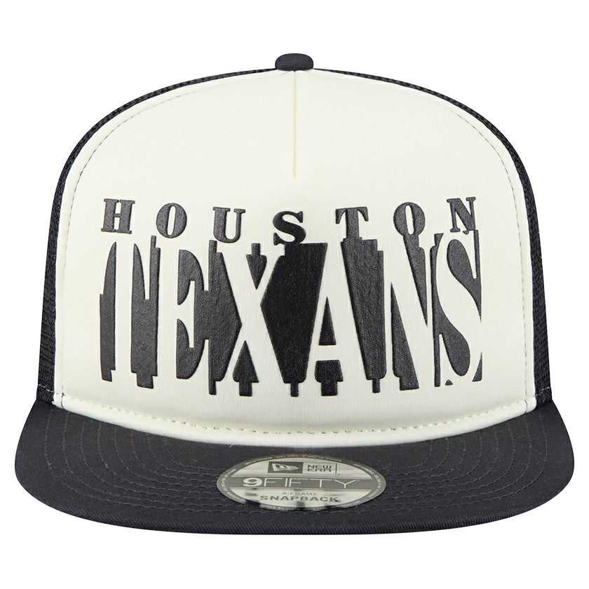 Houston Texans New Era Cutout A-Frame 9FIFTY Snapback Hat Cream/Navy