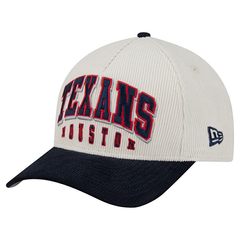 Houston Texans New Era Two-Tone Sided Corduroy 9FORTY A-Frame Adjustable Hat Cream/Navy