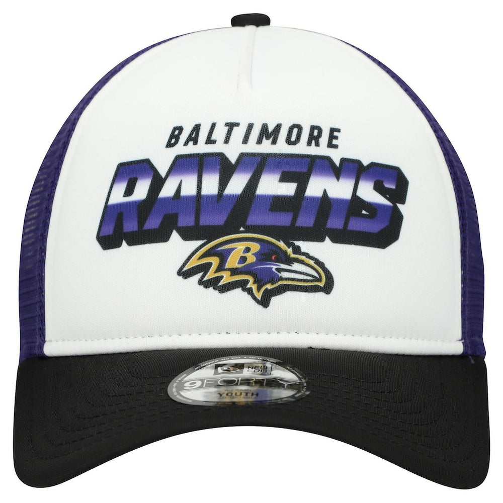 Baltimore Ravens New Era Youth Streak 9FORTY A-Frame Adjustable Hat White/Black