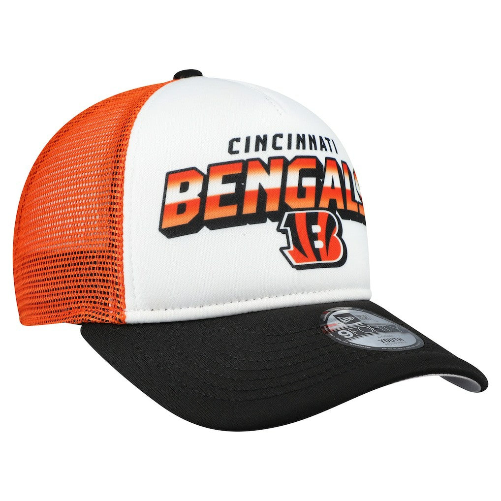 Cincinnati Bengals New Era Youth Streak 9FORTY A-Frame Adjustable Hat White/Black