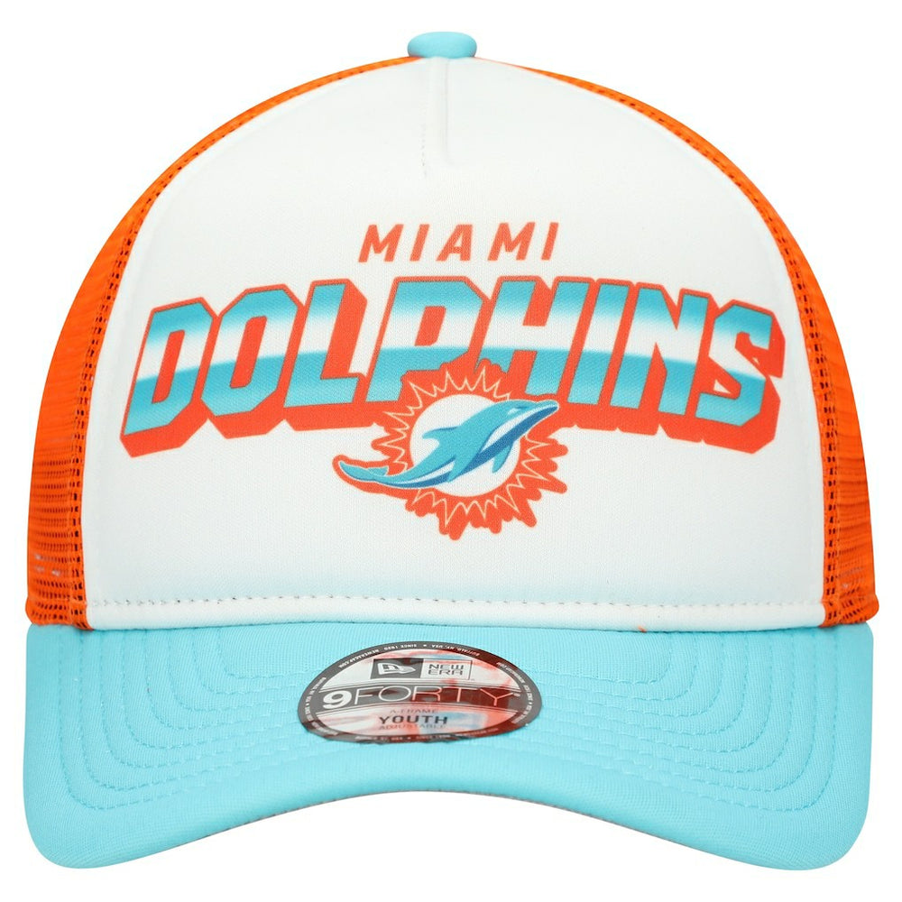 Miami Dolphins New Era Youth Streak 9FORTY A-Frame Adjustable Hat White/Aqua