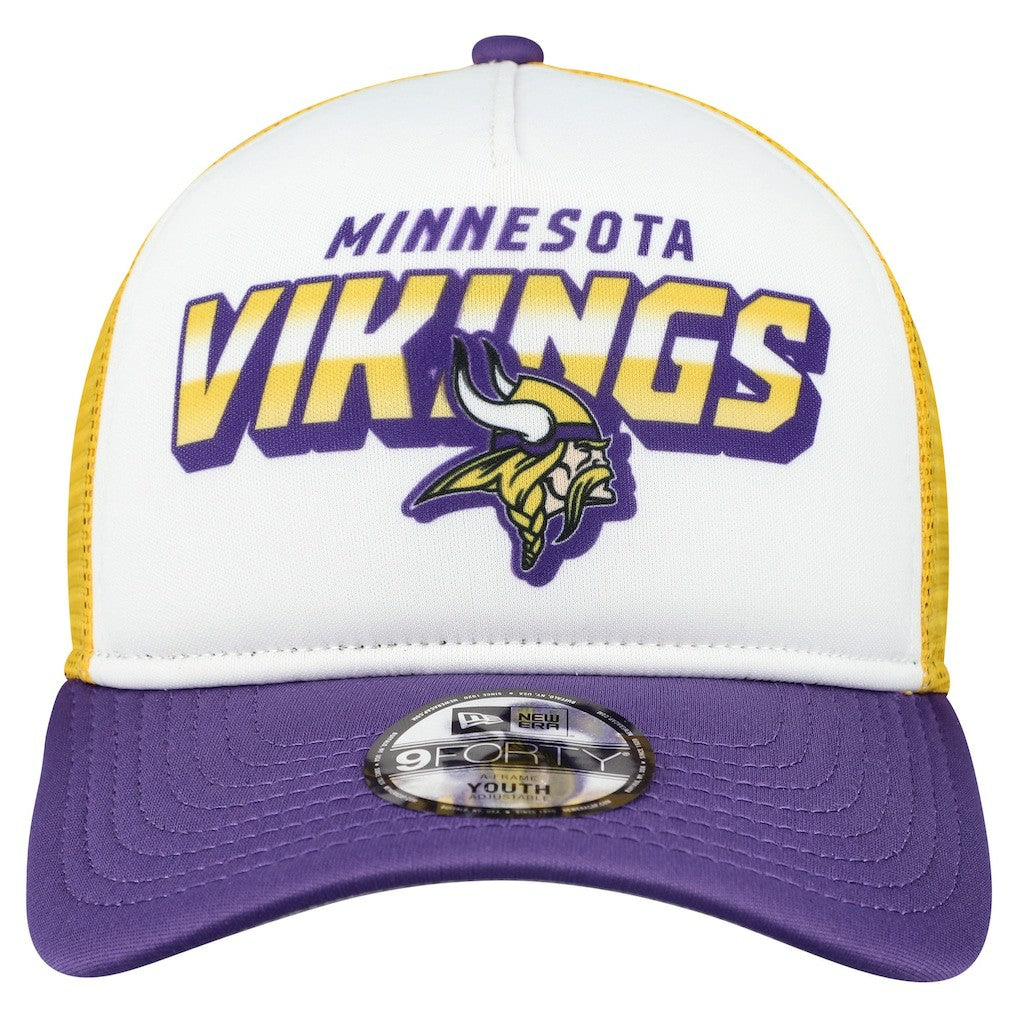 Minnesota Vikings New Era Youth Streak 9FORTY A-Frame Adjustable Hat White/Purple