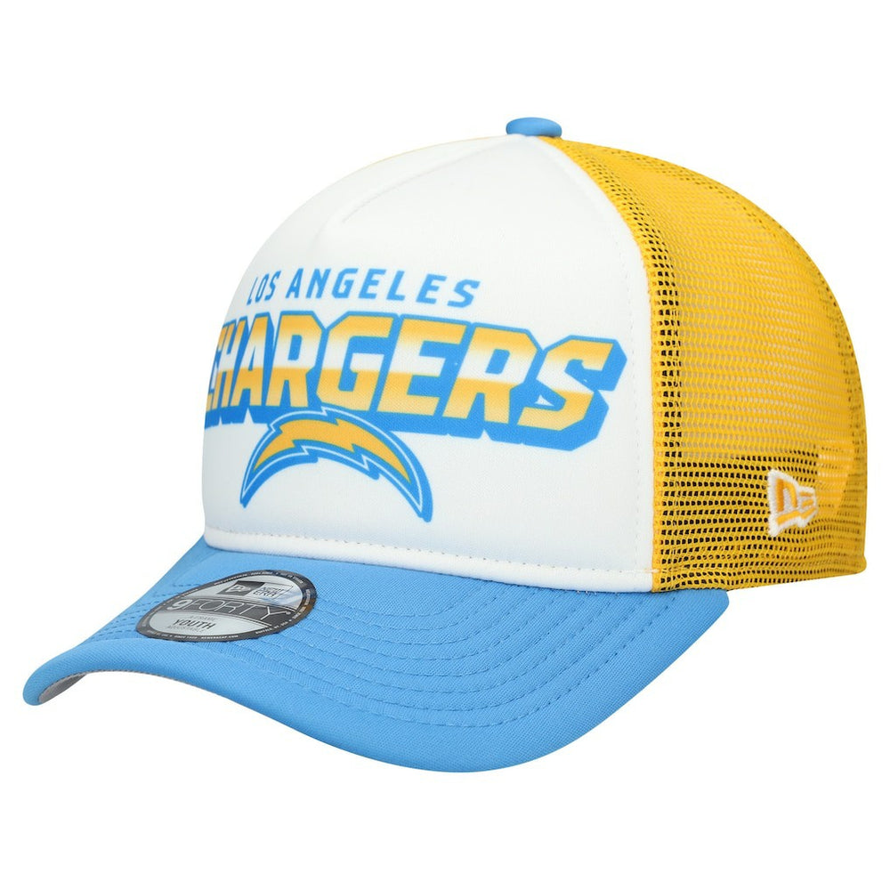 Los Angeles Chargers New Era Youth Streak 9FORTY A-Frame Adjustable Hat White/Powder Blue