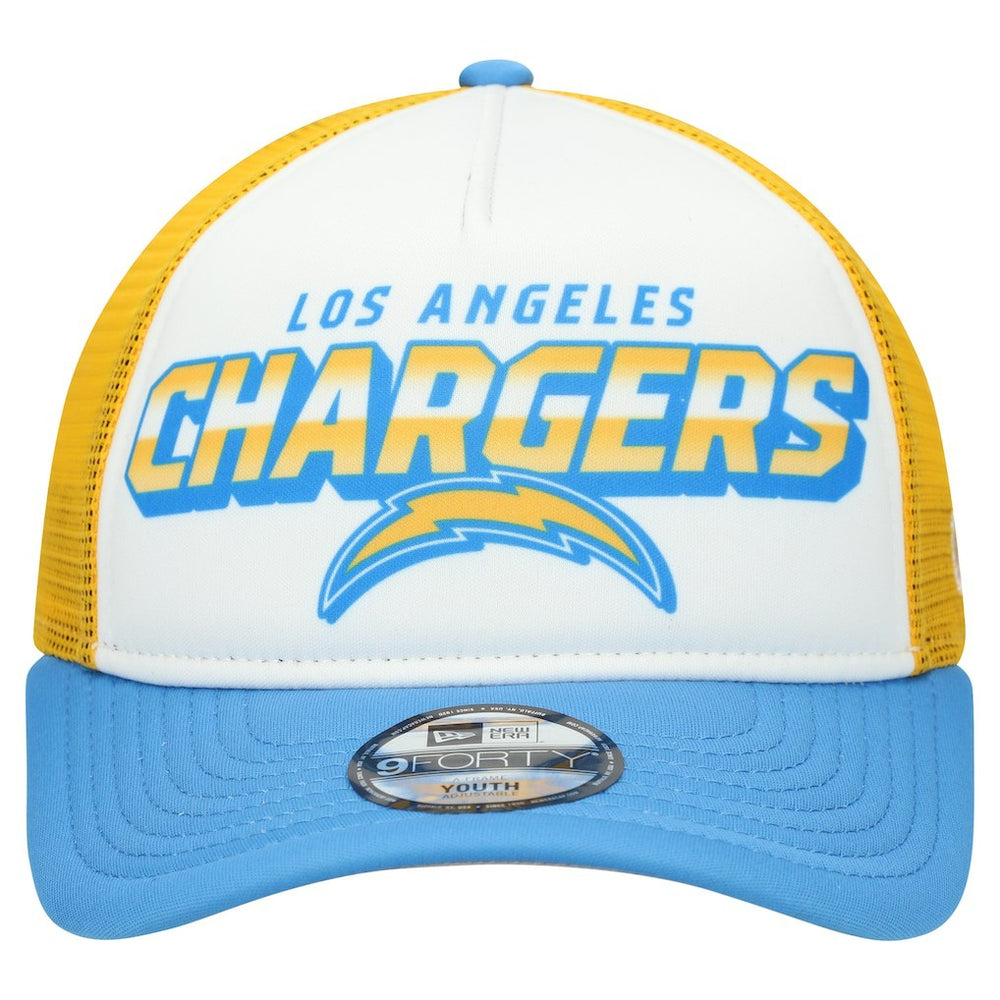 Los Angeles Chargers New Era Youth Streak 9FORTY A-Frame Adjustable Hat White/Powder Blue