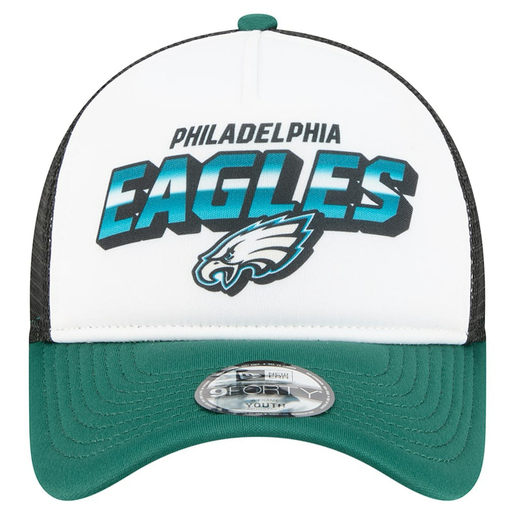 Philadelphia Eagles New Era Youth Streak 9FORTY A-Frame Adjustable Hat White/Green