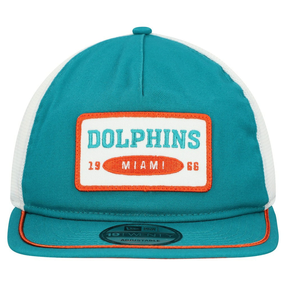 Miami Dolphins New Era Patch 19TWENTY Adjustable Hat Aqua/White