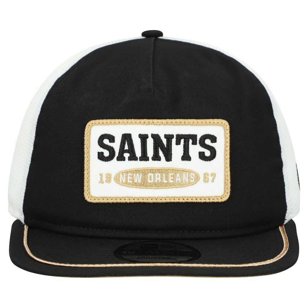 New Orleans Saints New Era Patch 19TWENTY Adjustable Hat Black/White