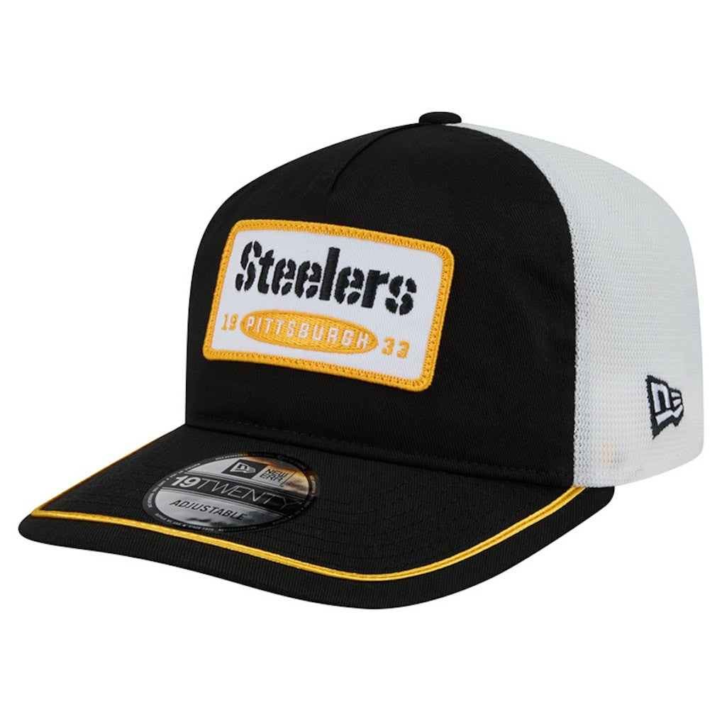 Pittsburgh Steelers New Era Patch 19TWENTY Adjustable Hat Black/White