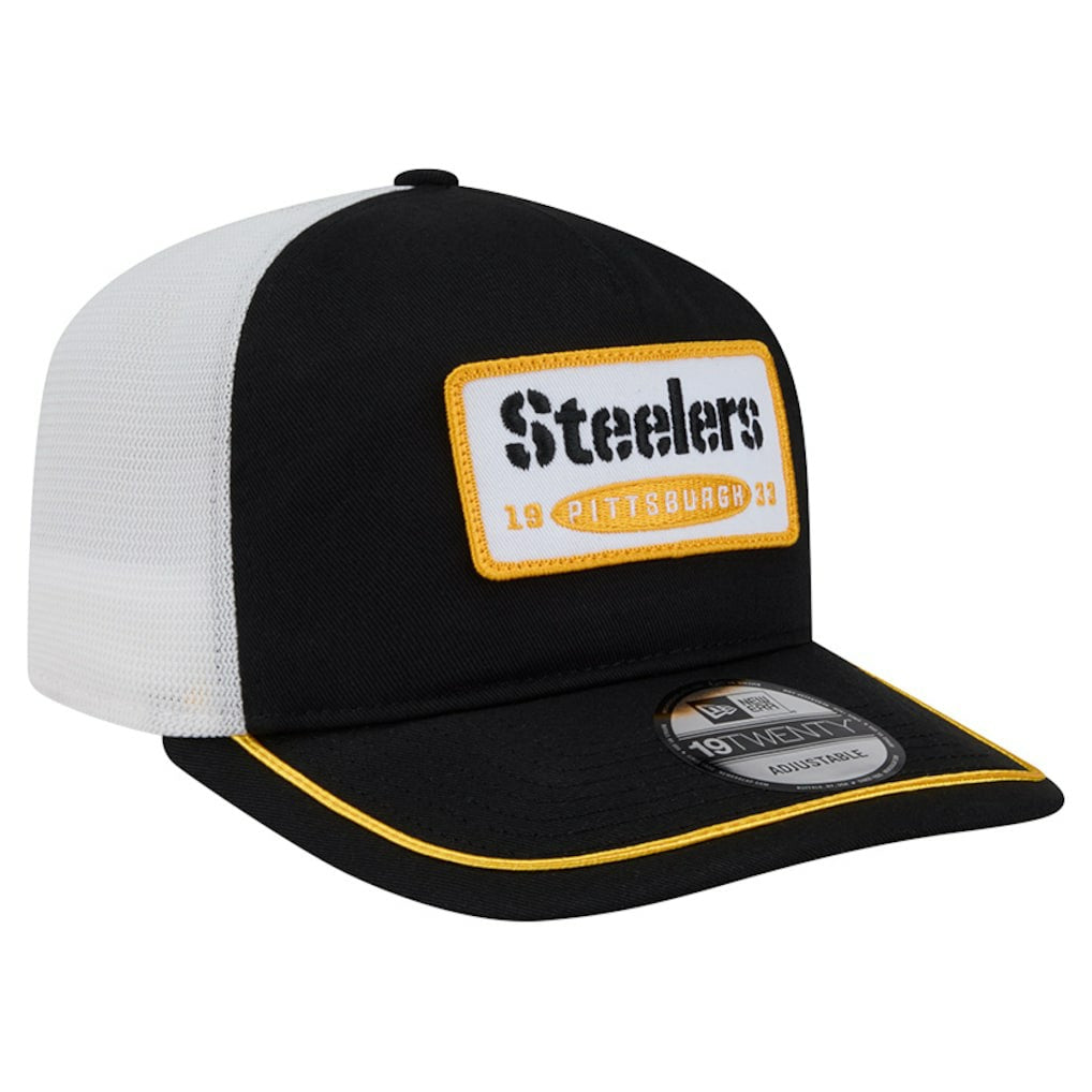 Pittsburgh Steelers New Era Patch 19TWENTY Adjustable Hat Black/White