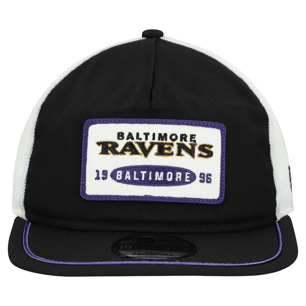 Baltimore Ravens New Era Patch 19TWENTY Adjustable Hat Black/White