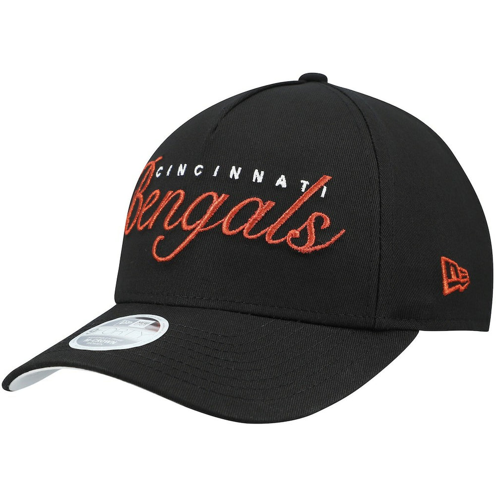 Cincinnati Bengals New Era Women's Metallic 9FORTY M-Crown A-Frame Adjustable Hat Black