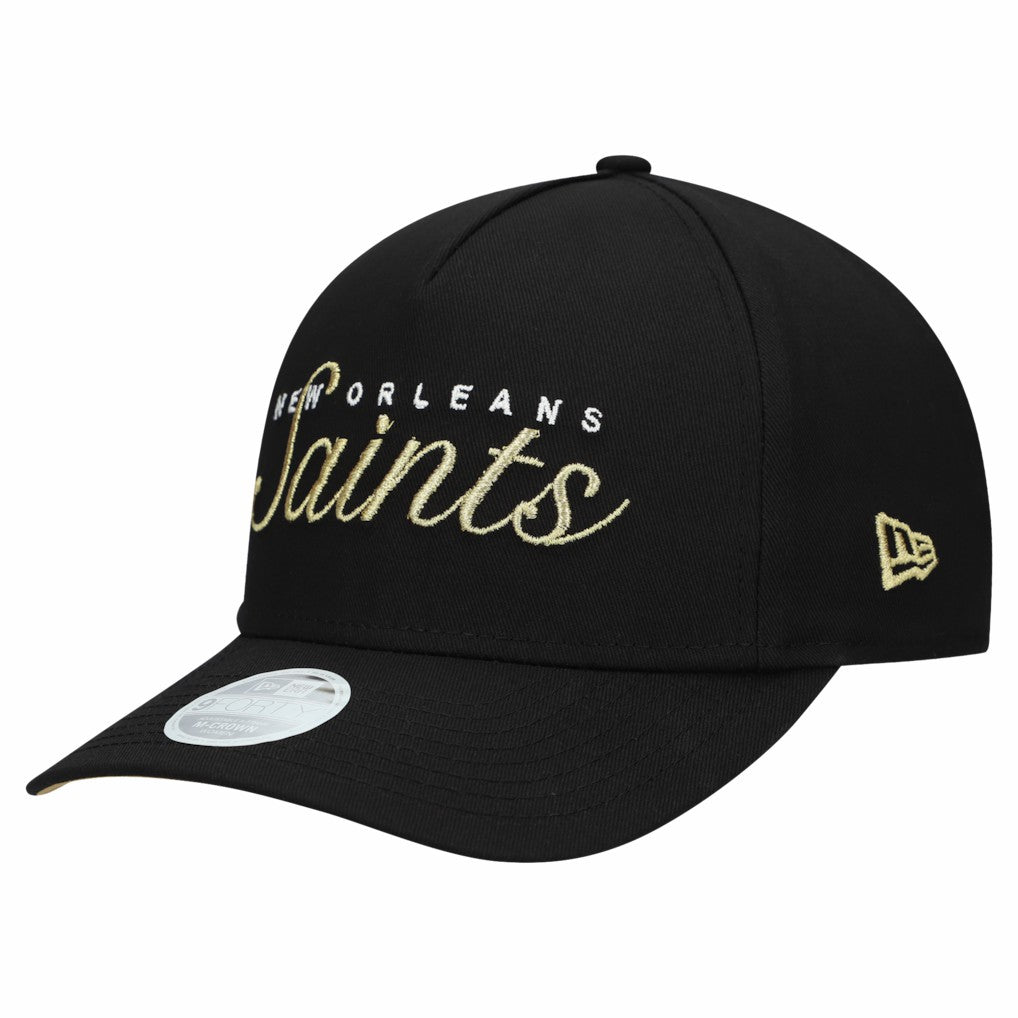 New Orleans Saints New Era Women's Metallic 9FORTY M-Crown A-Frame Adjustable Hat Black