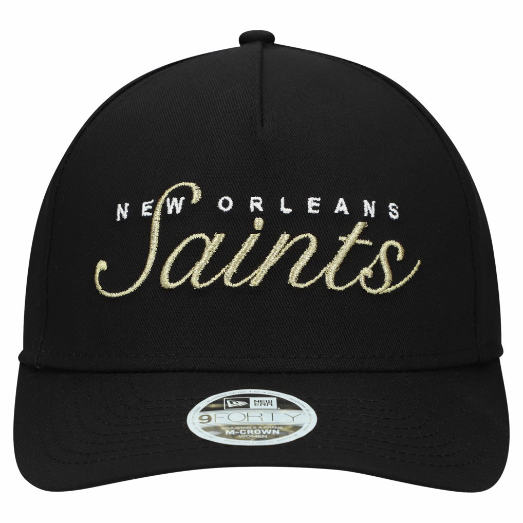 New Orleans Saints New Era Women's Metallic 9FORTY M-Crown A-Frame Adjustable Hat Black