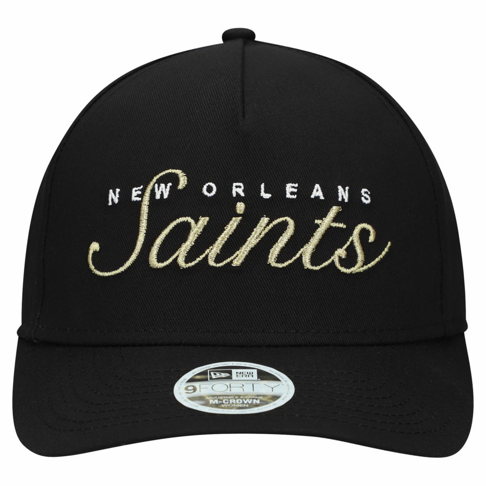 New Orleans Saints New Era Women's Metallic 9FORTY M-Crown A-Frame Adjustable Hat Black