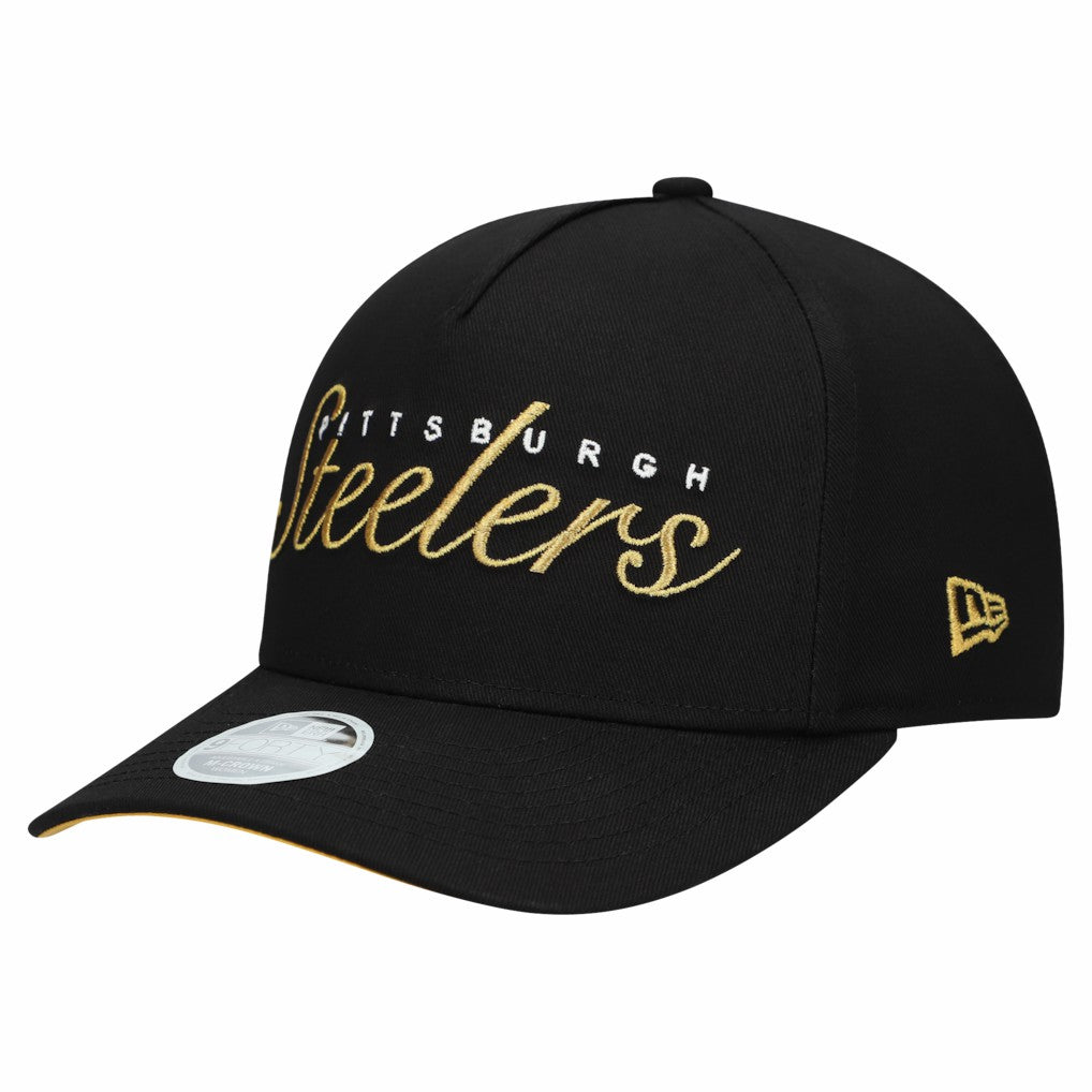 Pittsburgh Steelers New Era Women's Metallic 9FORTY M-Crown A-Frame Adjustable Hat Black