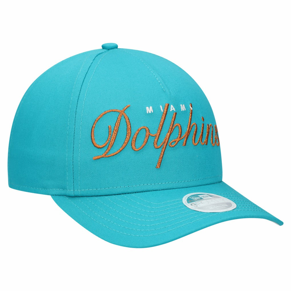 Miami Dolphins New Era Women's Metallic 9FORTY M-Crown A-Frame Adjustable Hat Aqua