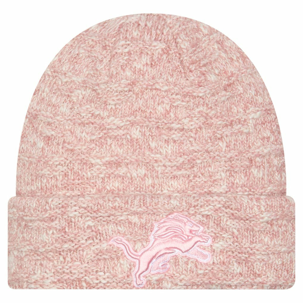 Detroit Lions New Era Women's Metallic Cuffed Knit Hat Pink