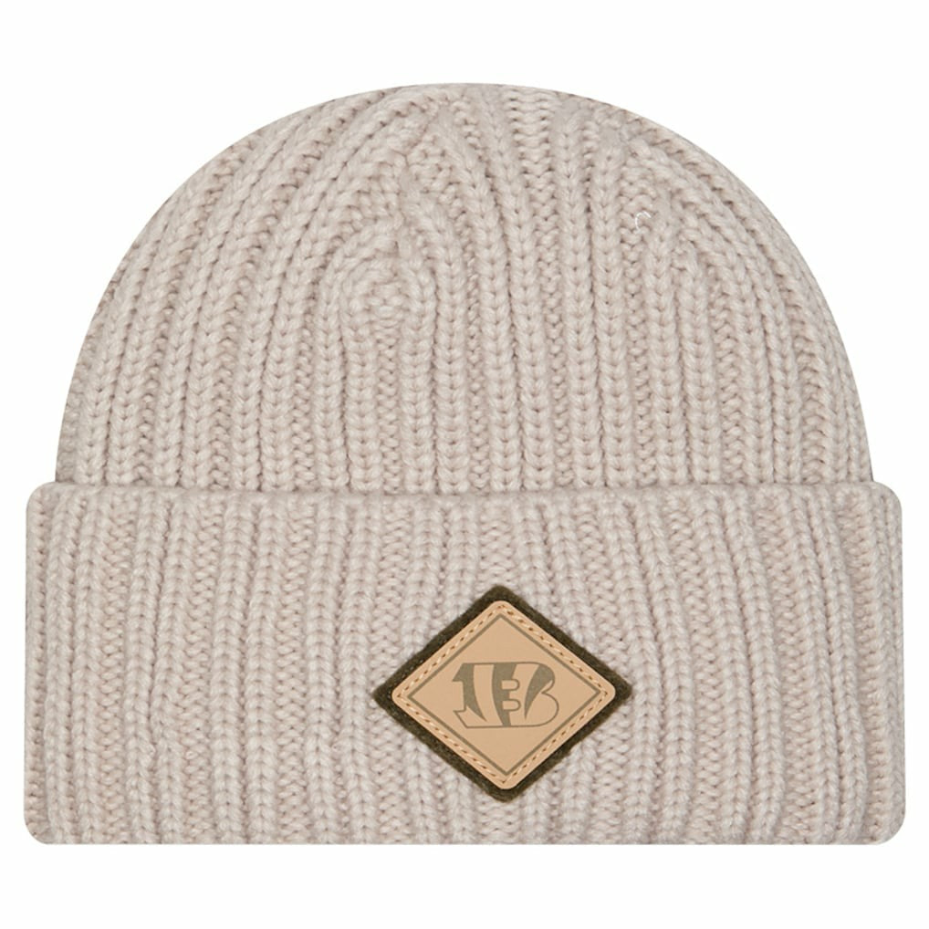 Cincinnati Bengals New Era Logo Applique Cuffed Knit Hat Light Beige