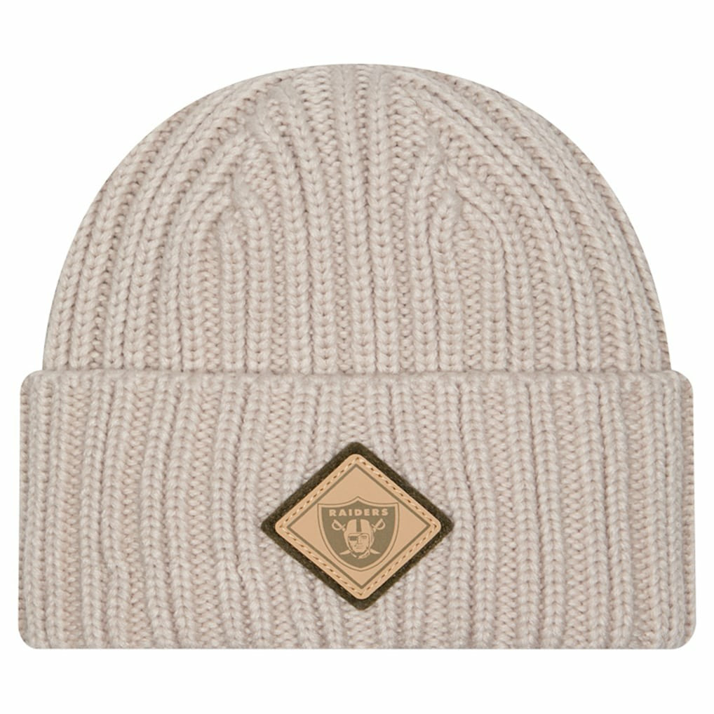 Las Vegas Raiders New Era Logo Applique Cuffed Knit Hat Light Beige