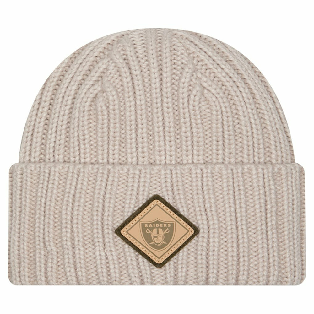 Las Vegas Raiders New Era Logo Applique Cuffed Knit Hat Light Beige
