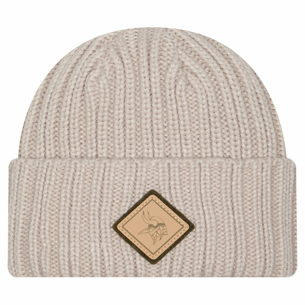 Minnesota Vikings New Era Logo Applique Cuffed Knit Hat Light Beige