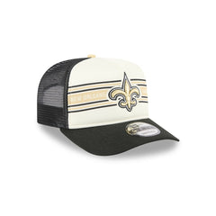 New Orleans Saints New Era Banner A-Frame 9FIFTY Trucker Snapback Hat Cream/Black