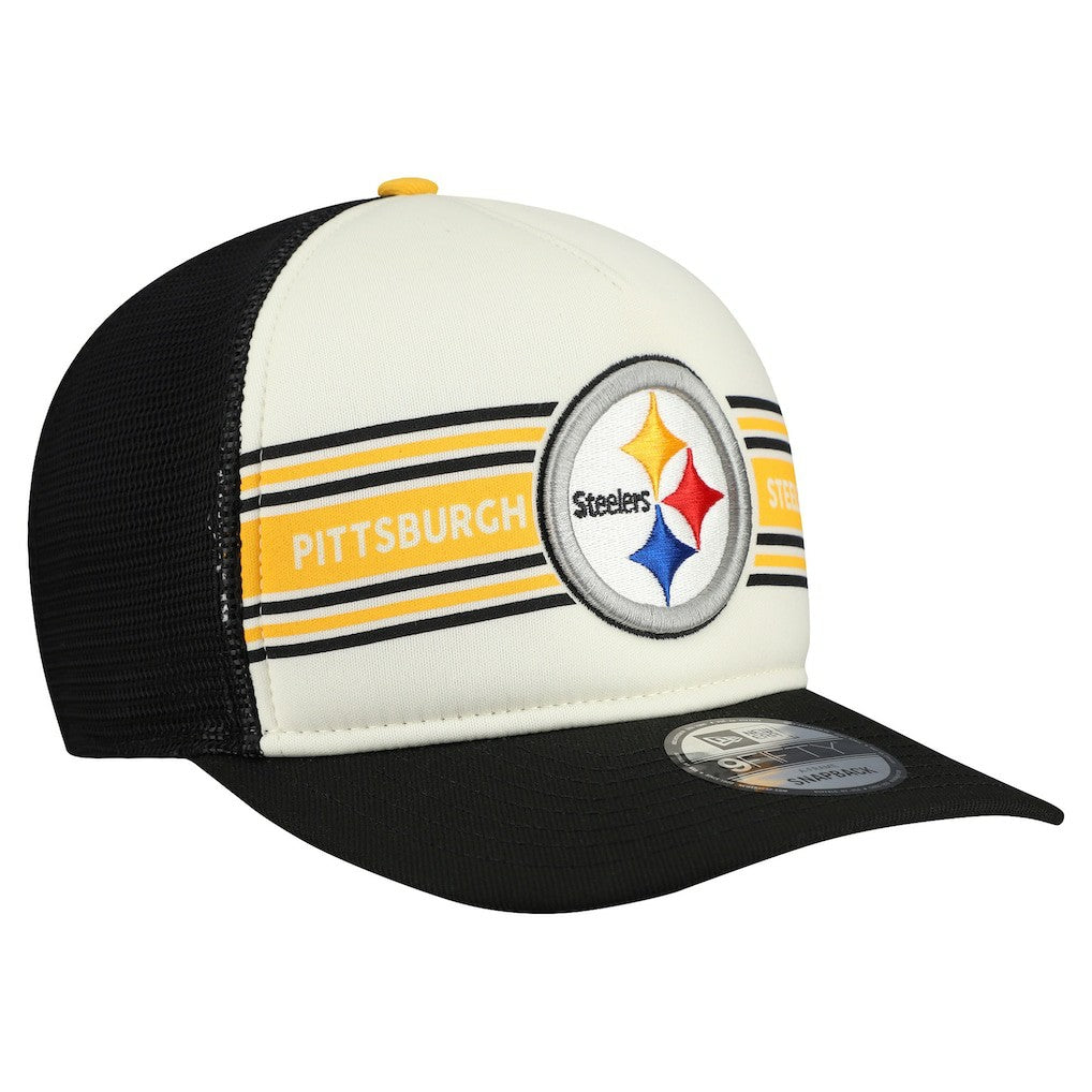 Pittsburgh Steelers New Era Banner A-Frame 9FIFTY Snapback Hat Cream/Black