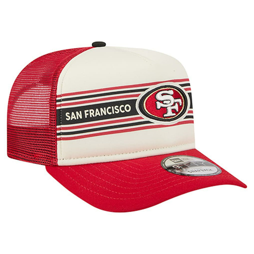 San Francisco 49ers New Era Banner A-Frame 9FIFTY Trucker Snapback Hat Cream/Scarlet